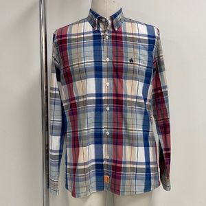 Men’s long sleeve Brooks Brothers Red Fleece plaid button down shirt size L